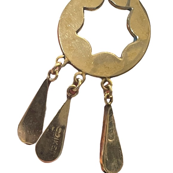 Vintage 80s Alpaca shell silver Mexico Dangle earrings - Picture 7 of 7